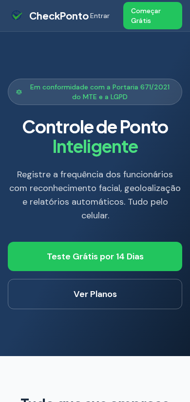 CheckPonto no celular — app de ponto com reconhecimento facial desenvolvido pela HB TECH